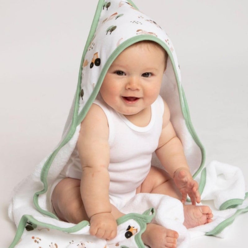 All4Ella Organic Hooded Baby Towel - Country Farm - Image 3